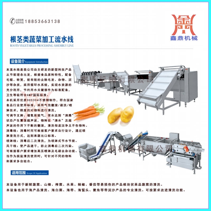 果蔬净菜涡流清洗加工流水线加工定制